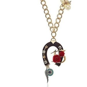 " BETSEY JOHNSON  LUCKY CHARMS HORSESHOE NECKLACE " NWT
